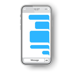 Poster - Realistic phone messages. Internet network. Screen social media. Vector illustration.