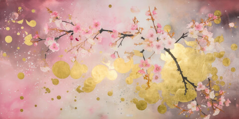 Wall Mural - abstract vintage japanese calligraphy stroke painting style. lacquer painting. hand edited generativ
