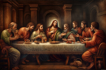 Canvas Print - Last Supper Jesus Christ Disciples Betrayal , generative AI