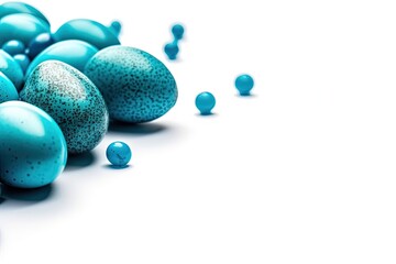 Sticker - nest with speckled blue eggs. Generative AI