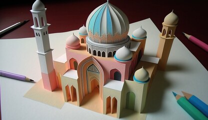 Wall Mural - mosque paper crafts