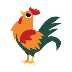 Sticker - flat cute rooster