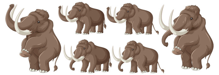Wall Mural - mammoth extinct animal collection