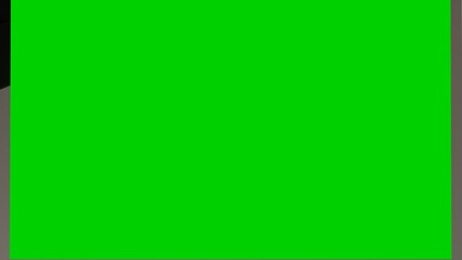 Poster - Workplace. Desktop isolated blank screen chroma key or green screen with plant and office equipment on table with keyboard, mouse and laptop computer tablet. 3d rendering animation for present media