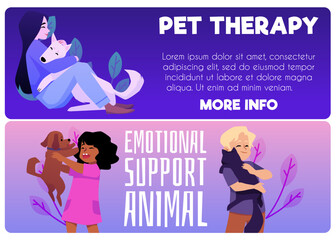 Wall Mural - Set of website banner templates about pet therapy flat style