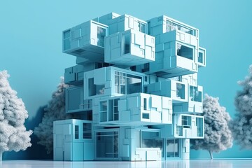 Sticker - modern skyscraper with a sleek design and glass façade. Generative AI