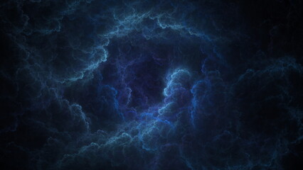 Fototapete - Luminous modern abstract background, fractal world. Digital space for use in design. Round shapes and lines