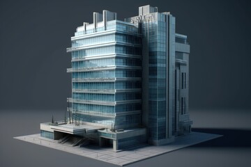 Poster - skyscraper with a modern design and numerous windows. Generative AI