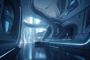 Poster - modern skyscraper with a glass façade and numerous windows. Generative AI