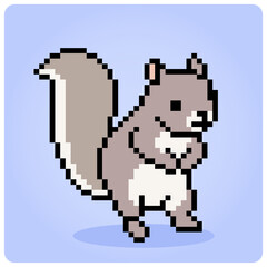 Wall Mural - 8 bit pixel of squirrel. Pixel animals for game assets and cross stitch patterns in vector illustrations.