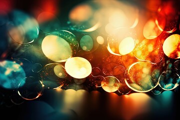 Poster - macro close-up of soap bubbles on a reflective surface. Generative AI