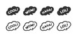 Cute speech bubble with short phrases cool, wow, haha, lol online messaging icon set. Simple flat vector illustration.