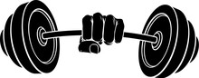 A Weight Lifting Or Weightlifting Fist Hand Holding A Heavy Barbell Or Dumbbell Concept.