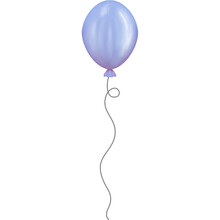 Beautiful Pastel Blue And Purple Balloon Clipart. Watercolor Illustration Isolated On Transparent Background. Birthday Party,wedding,wall Art, Etc.