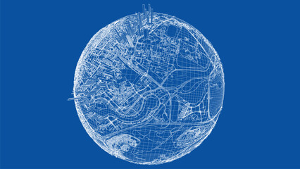Poster - 3d city sphere. Vector rendering of 3d