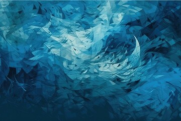 Poster - an abstract painting consisting of blue and white shapes. Generative AI
