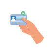 © solthanya - Hand holding an identity card, Identification personal contact.