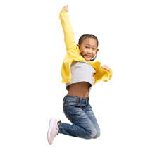 School Girl, Happy Smiling Asian Student School Kid Jumping For Joy, Full Body Portrait Isolated On White And Transparent Background