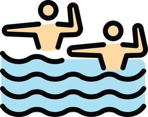 Poster - Swimming team icon. Outline Swimming team vector icon for web design isolated on white background color flat