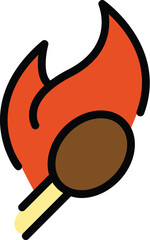 Poster - flame match icon. outline flame match vector icon for web design isolated on white background color 