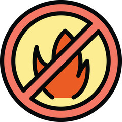 Poster - No fire forest icon. Outline no fire forest vector icon for web design isolated on white background color flat