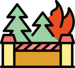 Poster - Forest destruction icon. Outline forest destruction vector icon for web design isolated on white background color flat
