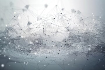 Poster - gray and white abstract background with lines and dots. Generative AI