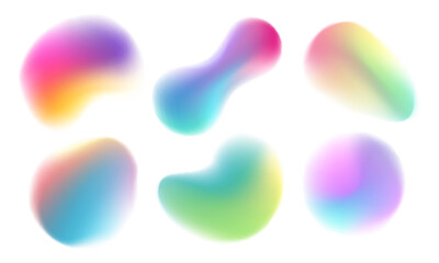 Poster - Liquid blurred shapes. Set of soft color gradient defocused shapes for your creative graphic design. Vector illustration.