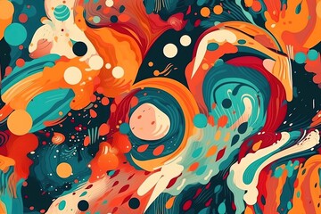 Aufkleber - an abstract painting with vibrant colors and unique shapes. Generative AI