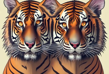 Wall Mural - tiger head vector, Survival Instincts: Examining the Resilience and Adaptability of the Tiger in the Wild