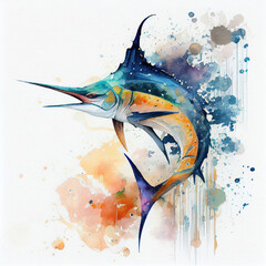 Marlin Fish watercolor created by Generative Ai Tools