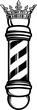 Barber pole with king crown. Design element for logo, label, sign, emblem. Vector illustration