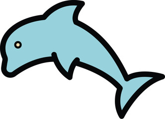 Poster - Marine dolphin icon. Outline Marine dolphin vector icon for web design isolated on white background color flat