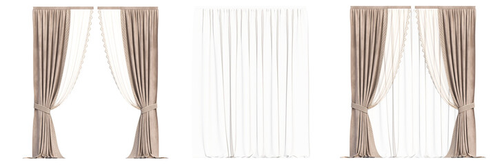 curtain isolated on a transparent background, interior decorations, 3D illustration, cg render