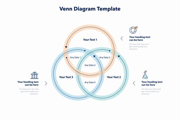 Poster - Venn diagram template with three ways and place for your content. Slide for business presentation.