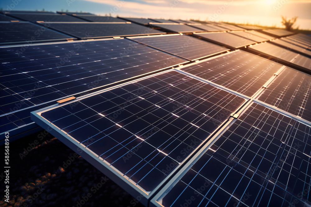 Expansive solar panels gleaming under the sun, providing clean and ...
