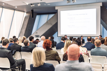 Wall Mural - round table discussion at business conference meeting event.. audience at the conference hall. busin