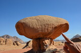 Fototapeta  - Curious rock formation in the Wadi Rum desert in Jordan