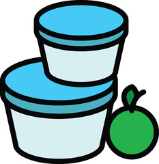 Poster - Lunch container icon. Outline Lunch container vector icon for web design isolated on white background color flat