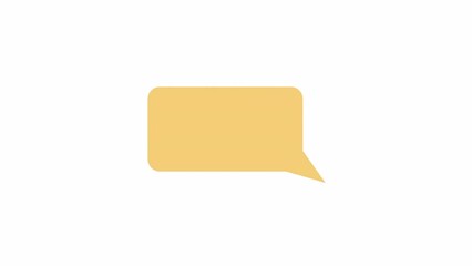Fototapete - Animated yellow bubble speech. Online communication. Messenger app. Flat cartoon style icon 4K video footage. Color isolated element animation on white background with alpha channel transparency
