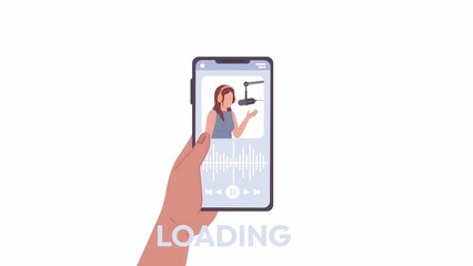 Fototapete - Animated podcast platform loader. Live stream. Flash message 4K video footage. Color isolated loading wait-animation progress indicator with alpha channel transparency for web design, social media