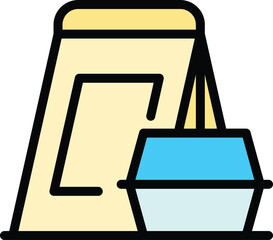 Poster - Takeaway bag icon. Outline Takeaway bag vector icon for web design isolated on white background color flat