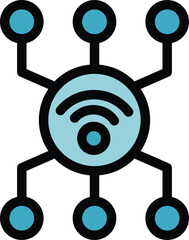 Poster - Wifi network icon. Outline Wifi network vector icon for web design isolated on white background color flat