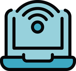 Poster - Laptop wifi icon. Outline Laptop wifi vector icon for web design isolated on white background color flat
