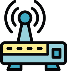 Poster - Internet router icon. Outline Internet router vector icon for web design isolated on white background color flat