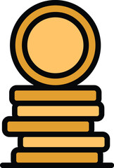 Poster - Human resources coins stack icon. Outline Human resources coins stack vector icon for web design isolated on white background color flat