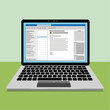 Laptop with an open email application. Simplified flat style. Vector Illustration