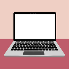 Poster - Laptop Mockup with white screen. Flat style. Vector Illustration