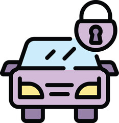 Poster - Liability car icon. Outline Liability car vector icon for web design isolated on white background color flat