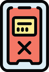 Poster - Online phone payment cancellation icon. Outline Online phone payment cancellation vector icon for web design isolated on white background color flat